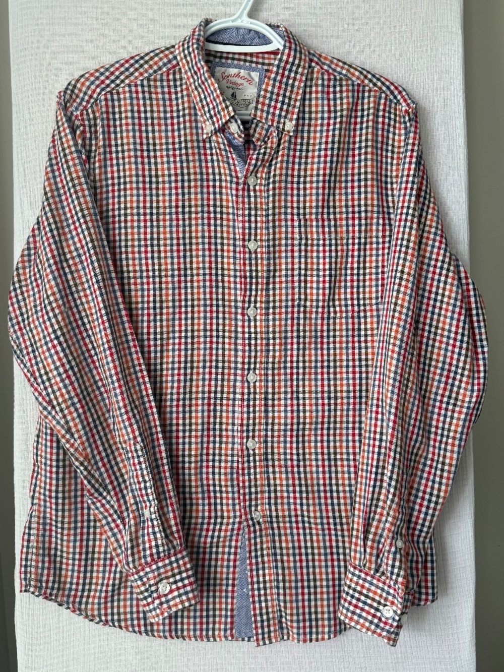 Southern Vintage Button Down Shirt Sz M colorful plaid